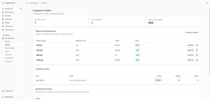 Aperçu de la plateforme e-commerce multi-enseigne