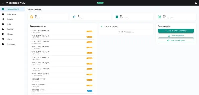 Aperçu du WMS logistique multi-sites