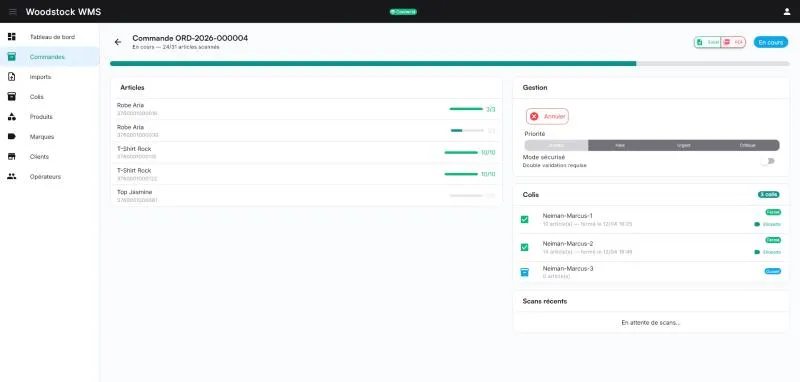 Aperçu du WMS logistique multi-sites